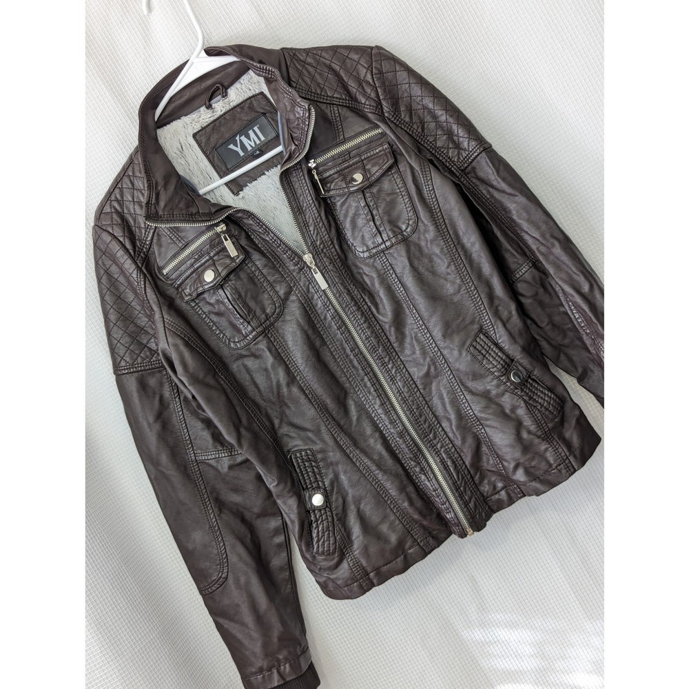 YMI Women's Brown Leather Jacket